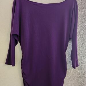 Purple Dolman Sleeve Asymmetrical Tunic